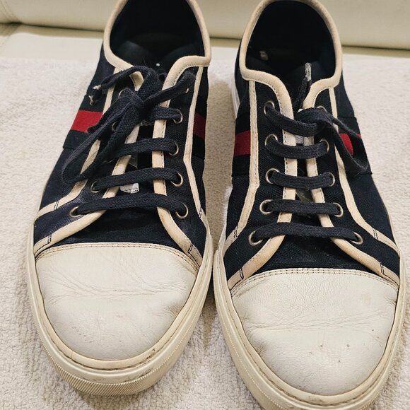 Authentic Gucci California Sneakers – Navy Blue/Red Stripe – Men’s 8 - Picture 1 of 16
